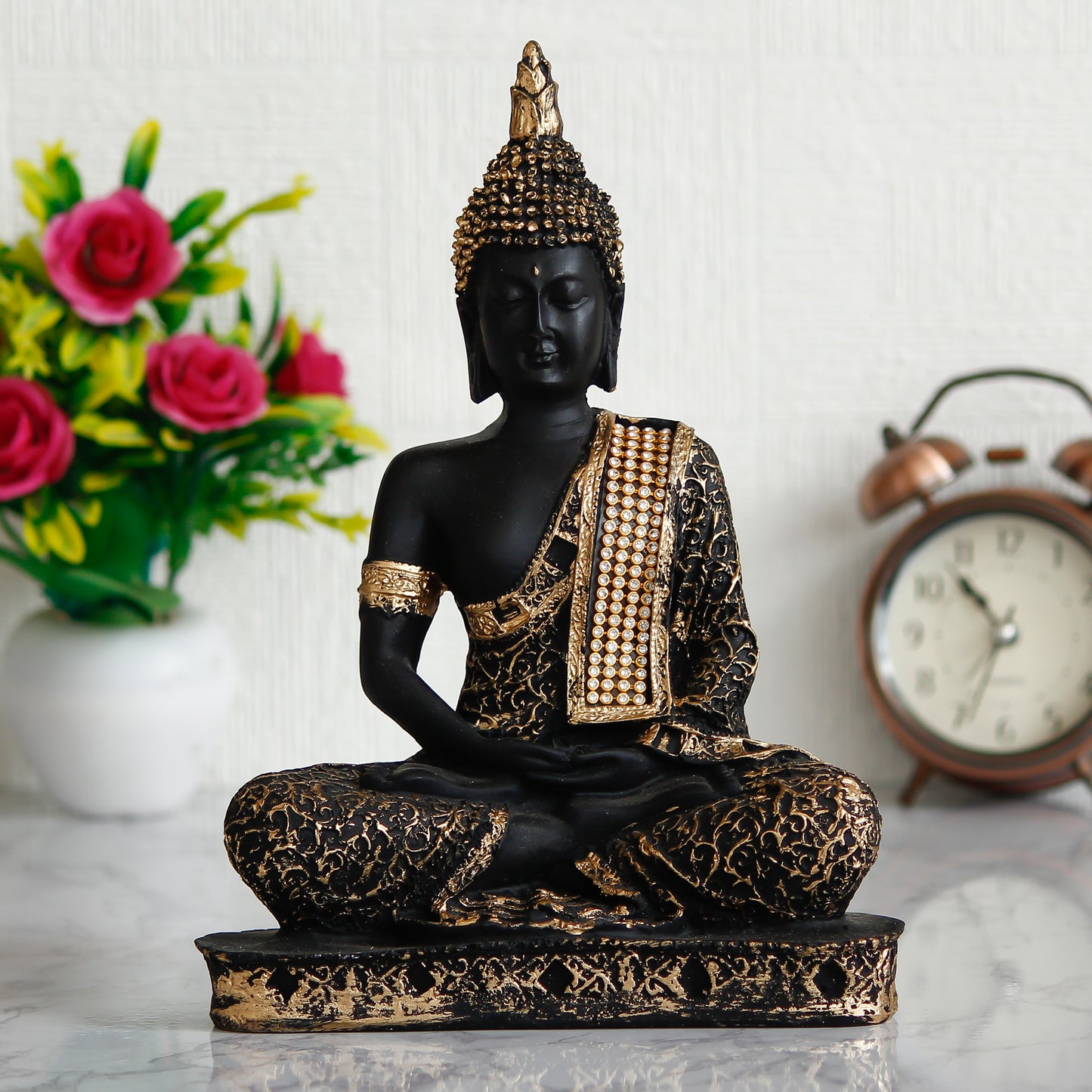 Golden Meditating Lord Buddha Handcrafted Decorative Showpiece